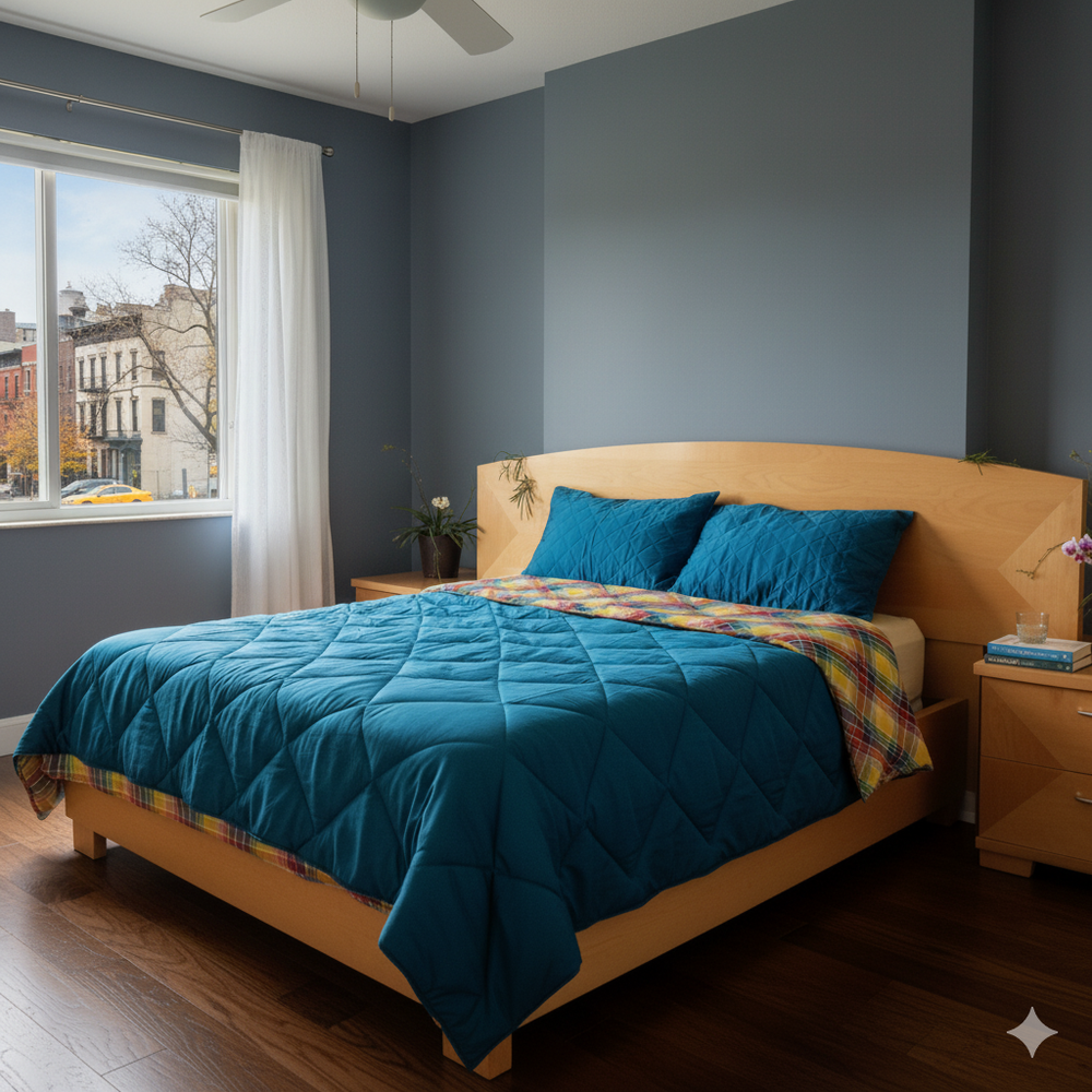 Genuine Virgin Island Local Madras Quilted , Reversible Comforter 3 piece set