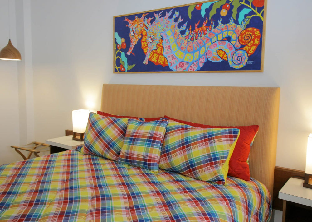 Genuine Virgin Island Local Madras Quilted , Reversible Comforter set