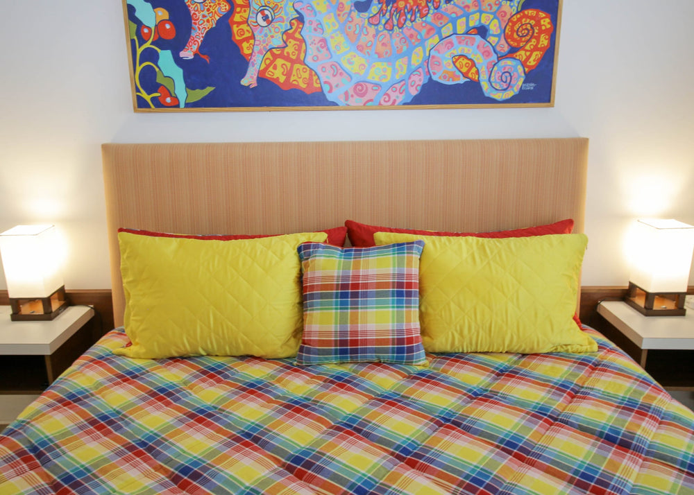 Genuine Virgin Island Local Madras Quilted , Reversible Comforter set
