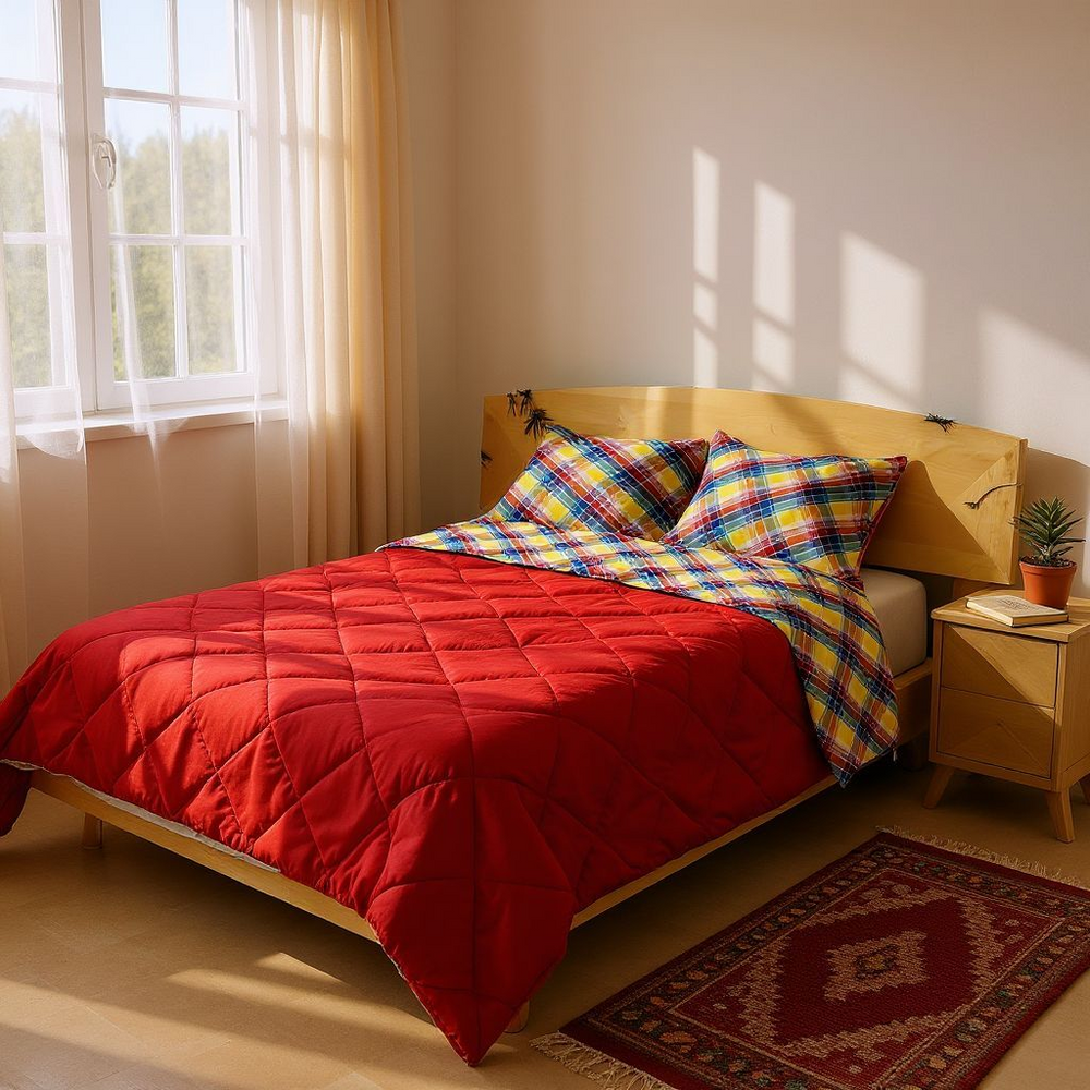 Genuine Virgin Island Local Madras Quilted , Reversible Comforter 3 piece set